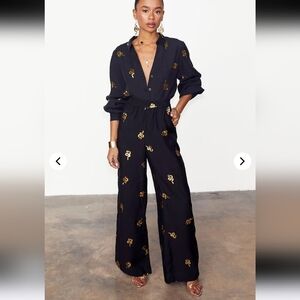 Never Fully Dressed Black Trouser Pant with Gold Snake Print